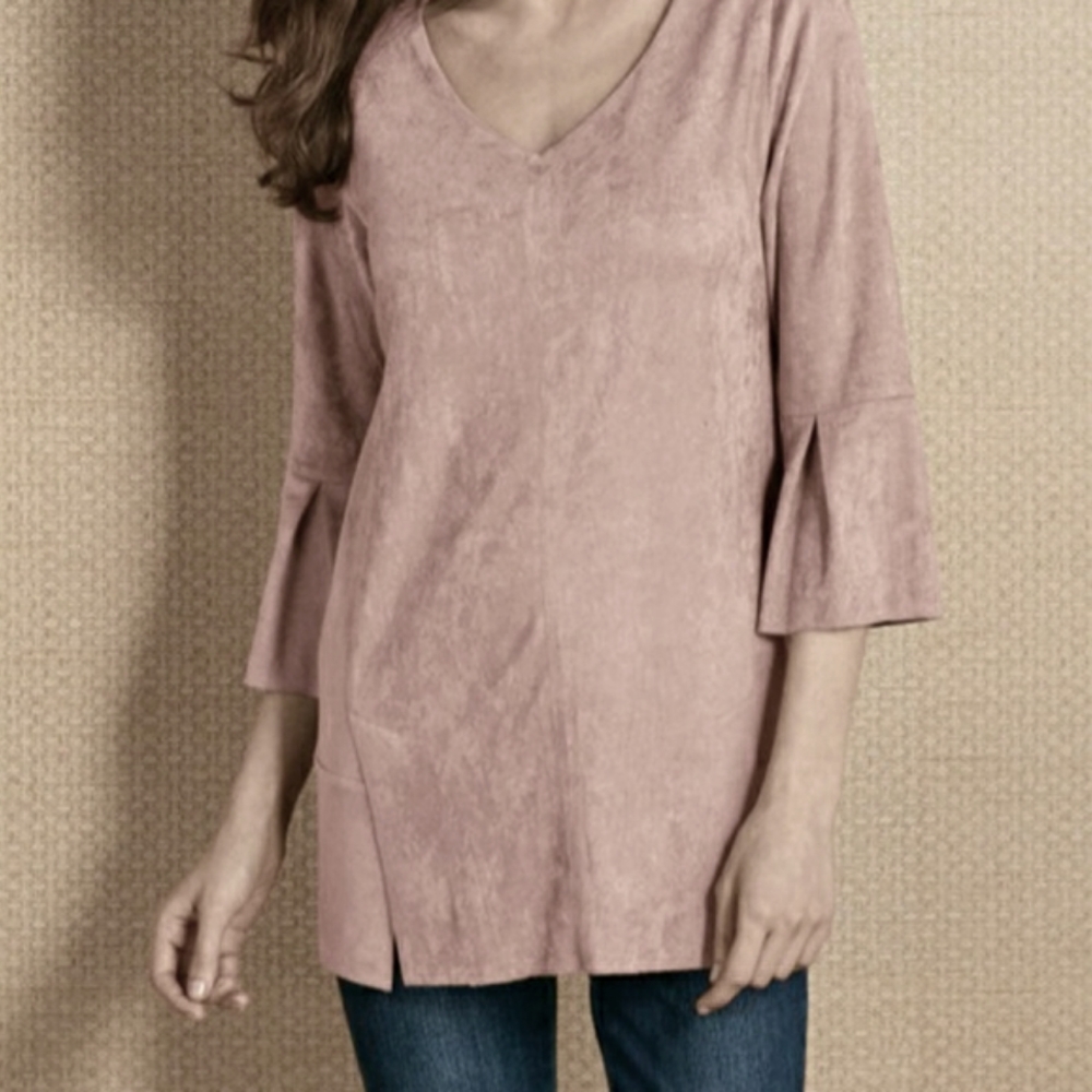 Soft Surroundings Faux Suade Top Size M